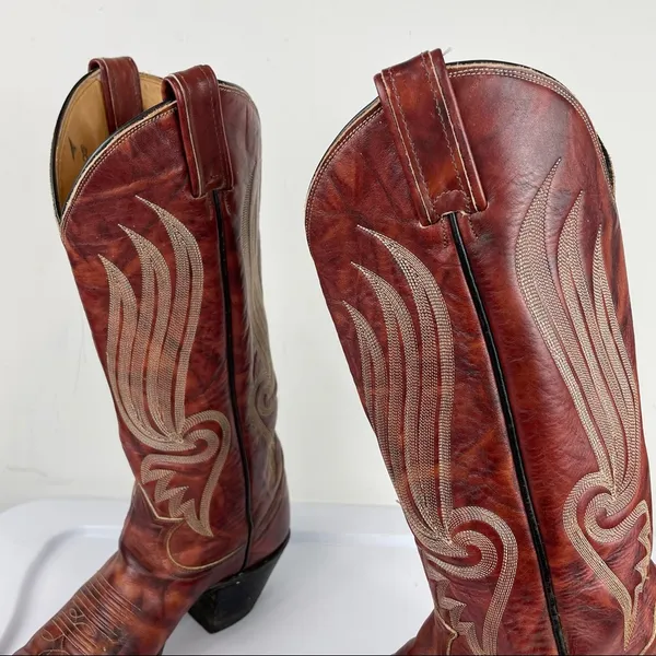 Tony Lama Gold Label Womens Western Cowgirl Boots Red Leather Sz 5 B - Image 8