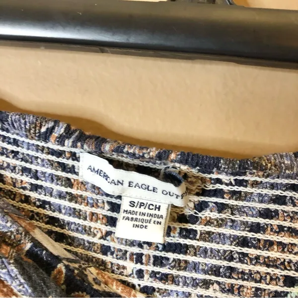 American Eagle‎ Culotte Paisley Pull on Shorts Blue Brown Small - Image 3