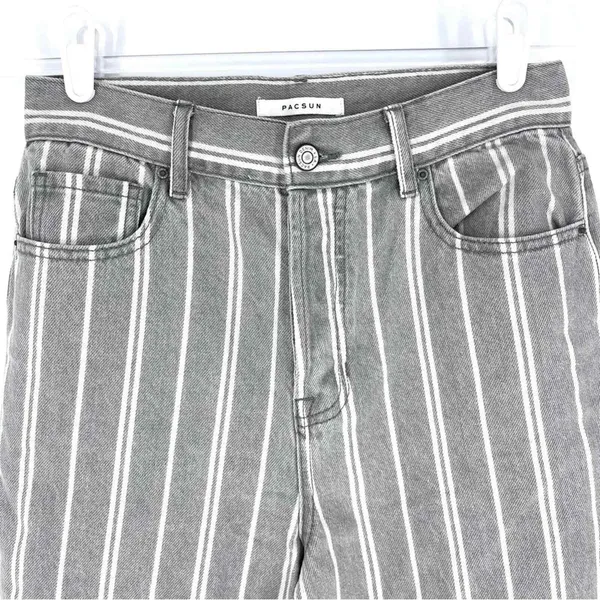 PacSun Gray Double Stripe High Waisted Straight Leg Jeans‎ 27 - Image 2