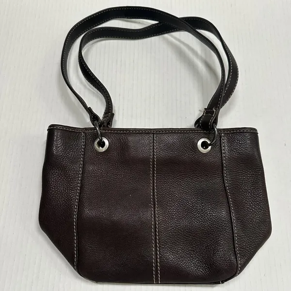 Fossil Shoulder Bag Womens Small Brown Leather Double Strap Key Charm Lined - Image 4