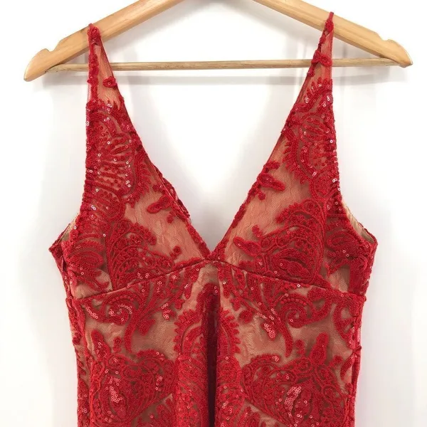 Free People Night Shimmers‎ Lace Sequined D Red - Image 10