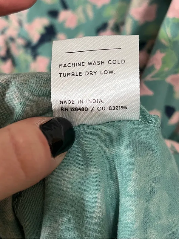 Pact Organic Cotton Fit & Flare A-line Skirt Size Large Green and Pink Pattern - Image 8