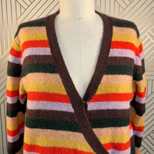 Madewell Wrap-Front Pullover‎ Sweater in Stripe - Image 4