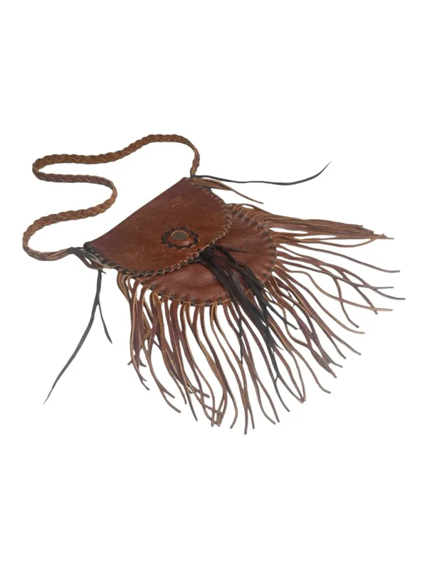 Vintage: OOAK Handmade ☀︎︎ Fringe Whipstitiched Medicine Bag ☀︎︎ Brown Leather - Image 8
