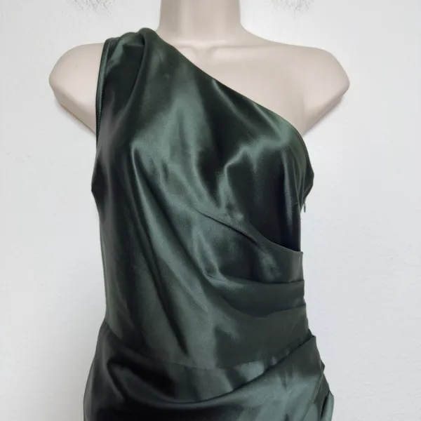 Anthropologie BHLDN Women Scottie One-Shoulder Maxi Dress Small Satin Green - Image 10