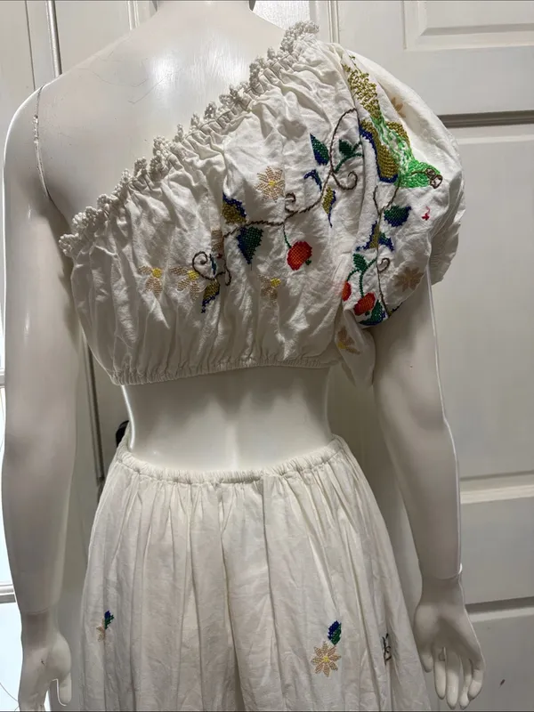 FARM RIO Pitanga Embroidery One Shoulder Cut Out Maxi Dress Size S- $325 MSRP - Image 13