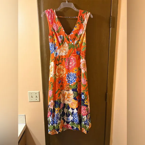 Anthropologie Painterly Open-Back Midi Dress in Watercolor Floral - Image 4