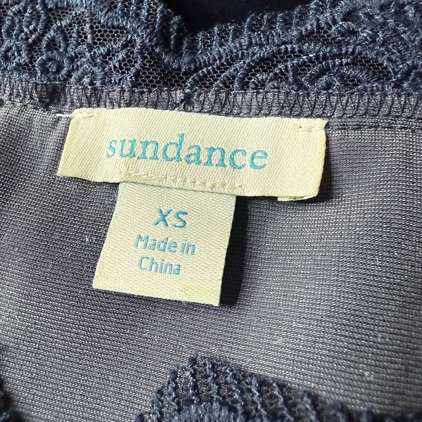 Sundance XS Black Rayon Silk Blend Velvet Lace Trim Tank Top Sleeveless Blue - Image 6