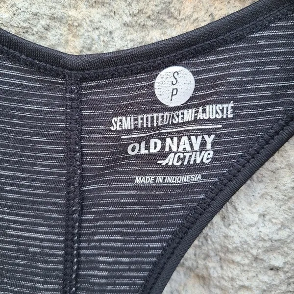 Old Navy -234 active tank top grey black stripes‎ Small - Image 3