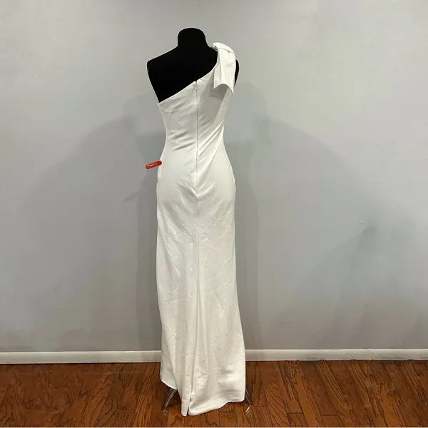 Mac Duggal 26665 Bow One Shoulder Evening Gown White 2 NWOT - Image 4