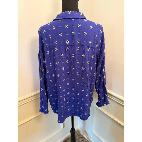Intimately Free People "Shirt Up" Blue Medallion Oversized Sleep Shirt Blouse - Image 5