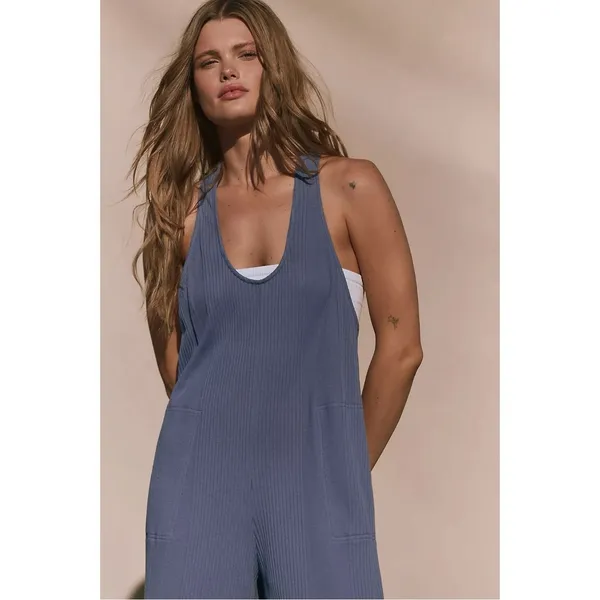 Free People Bohemian Zena One Piece Wide Leg Jumpsuit Periwinkle Blue Small NWT - Image 3