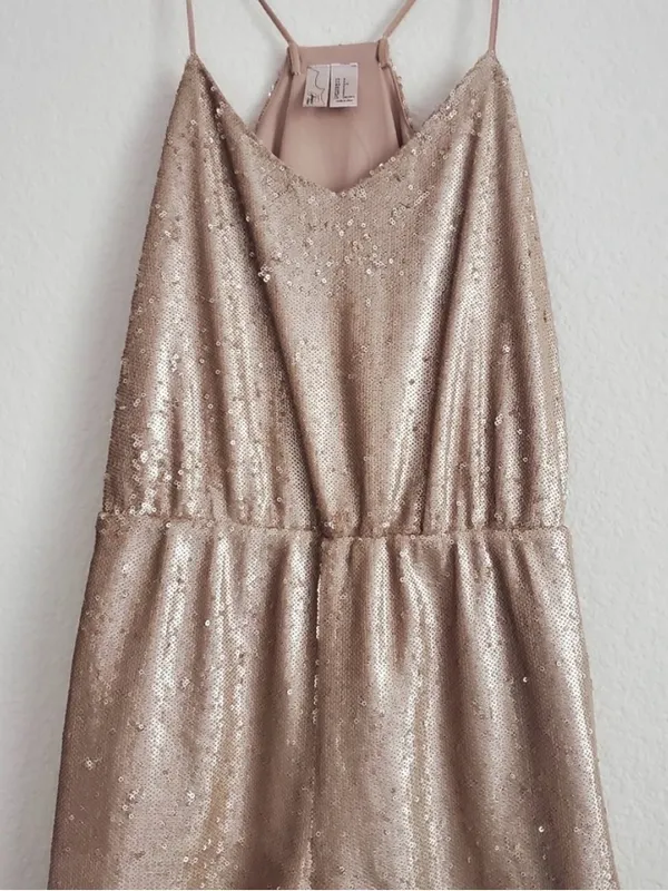 Women’s Gold Sequin Romper - Image 4