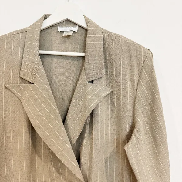 Lew Magram Blazer Size 16 Pinstripe Double Breasted Vintage Oversize Slouchy 90s - Image 2