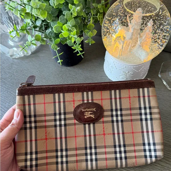 Burberry Checkered Zip Pouch Clutch - Image 2