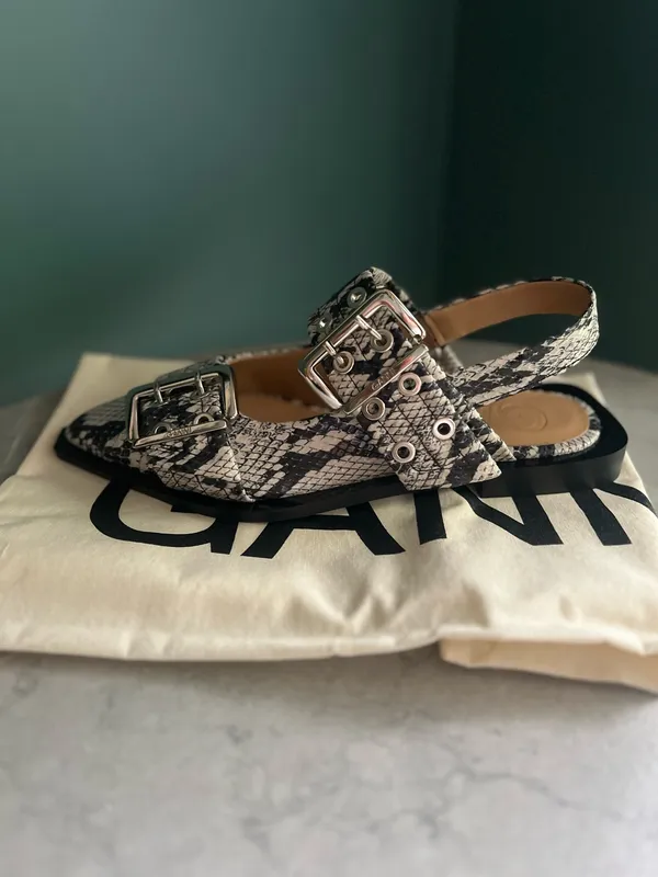 Ganni Wide Welt Buckle Ballerina Flats - Image 6