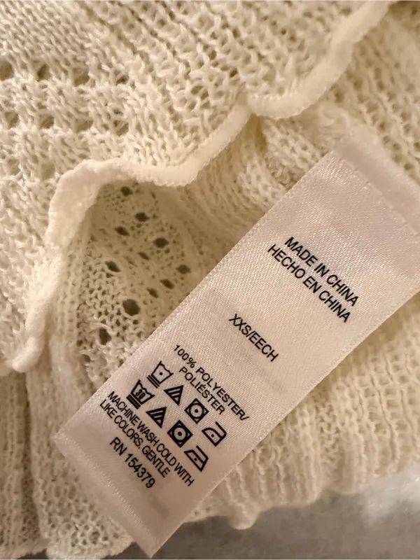 NWT Aeropostale Size XXS Ivory Pointelle Knit Cropped Stretch Lace Cardigan Y2K - Image 10