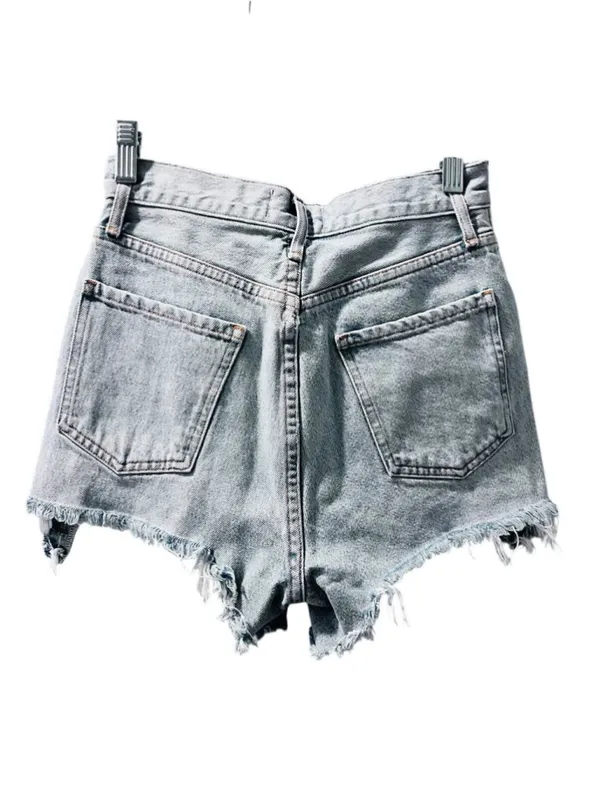 Agolde Premium Cut Off Denim Jean Shorts Size 24 High Waisted Button Fly Casual - Image 5