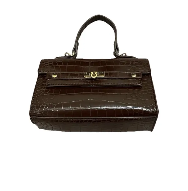 Like Dreams Faux Crocodile Satchel Handbag Burgundy - Image 3