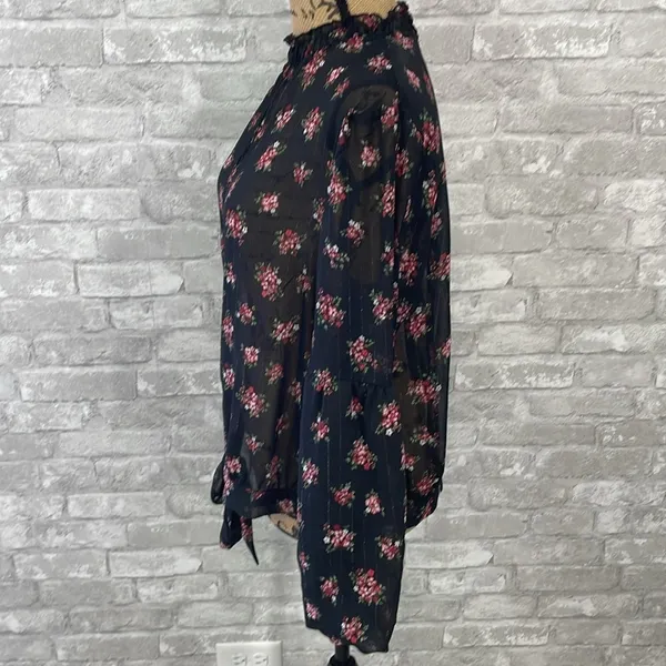 Maurices metallic floral front tie blouse - Image 4