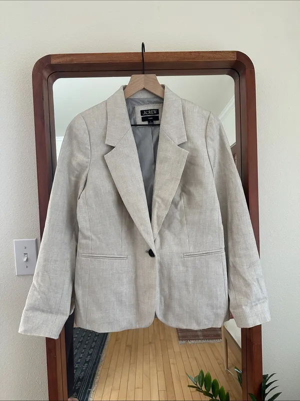 J. Crew Parke Linen Blend Blazer Tan Beige Womens 4 - Image 2