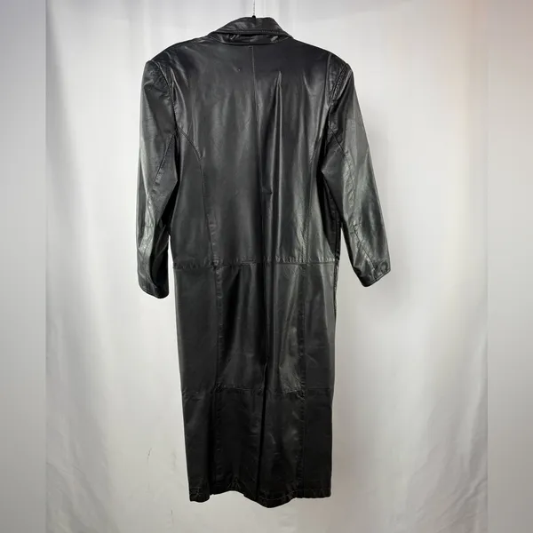 Vintage Y2K Otello Pelle Leather Trench Coat in Black‎ Size Small - Image 3