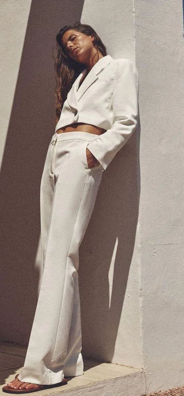 ZARA blazer cropped double breasted oyster white - Image 4
