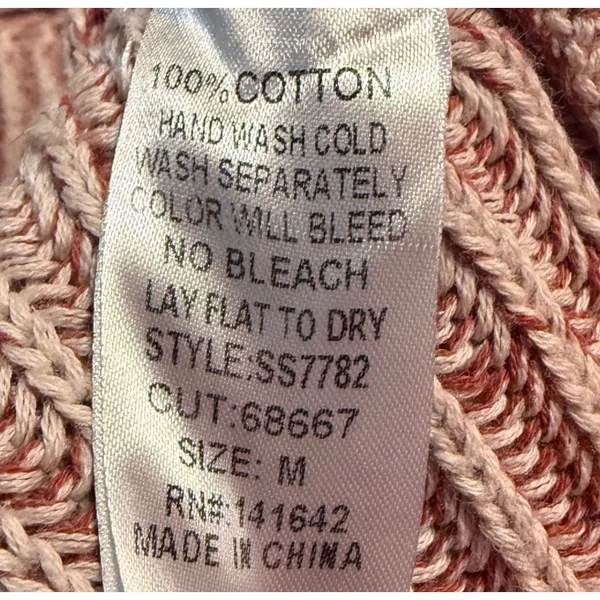 Mod On Trend Sweater Women M Pink Rib Balloon Sleeve High Low Cotton Excellent - Image 4