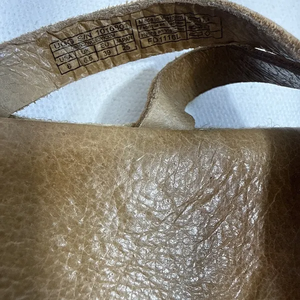 UGG Women's Brown Leather Espadrille Boho Annice Flat Thong Sandals Women's 8 - Image 9
