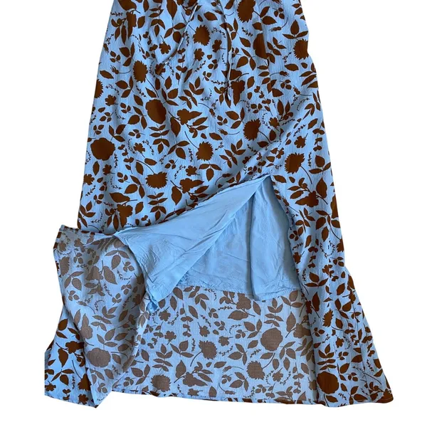 ASTR the Label‎ Blue Brown Floral Lace Up Cutout Midi Dress ALD44563 Small - Image 3