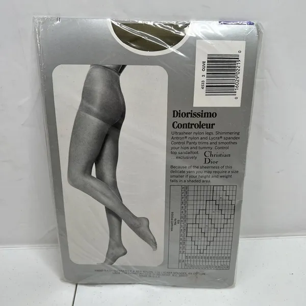 Vtg Christian Dior Panty Hose Stockings Nylons Olive Size 2 Fits 110 140 lbs USA - Image 7