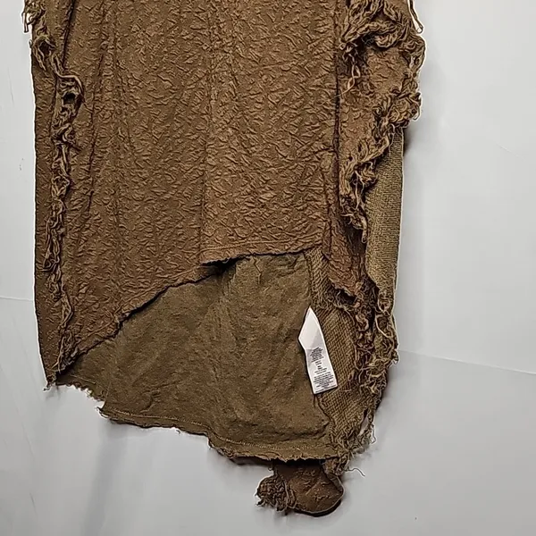 Free People army green fringe boho jungle sleeveless raw hem top blouse sz XS - Image 6
