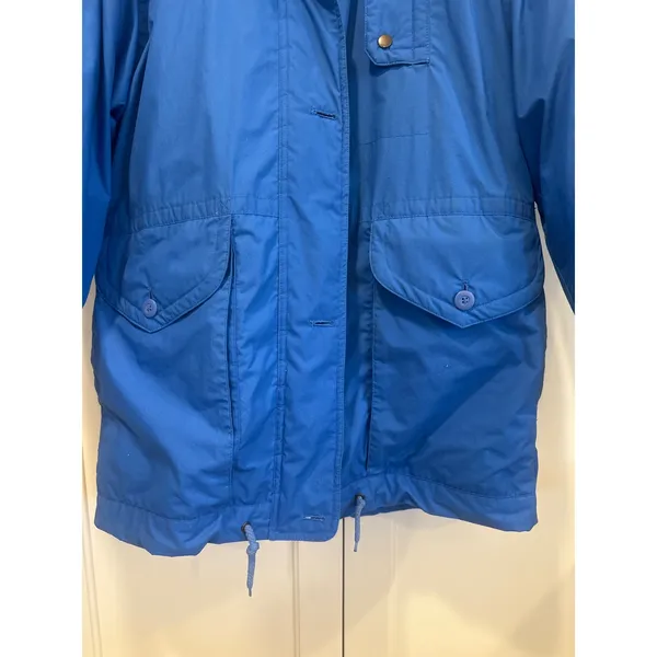London Fog 2 in 1 Vintage Blue Puffer Parka Jacket Patterned Lining Womens M - Image 2