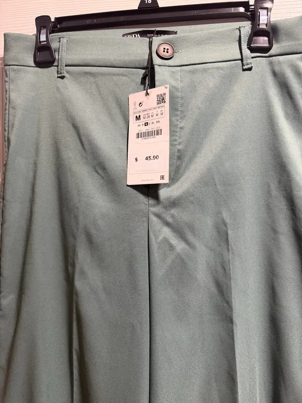 ZARA Wide-Leg Pants High-Waisted Medium sage NWT - Image 8