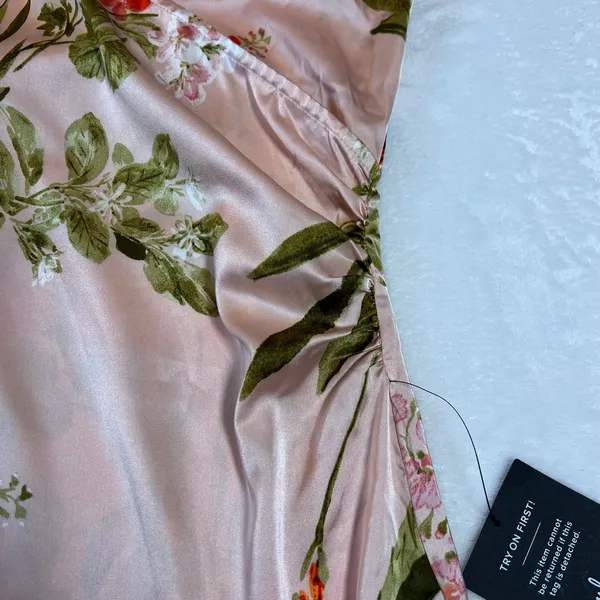 NEW Lulus Remarkable Entrance Pink Floral Print Satin Midi Dress Size S Party - Image 9