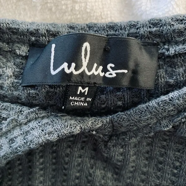 Lulus Chill Time Waffle Knit Long Sleeve Top in Charcoal Grey size M - Image 11