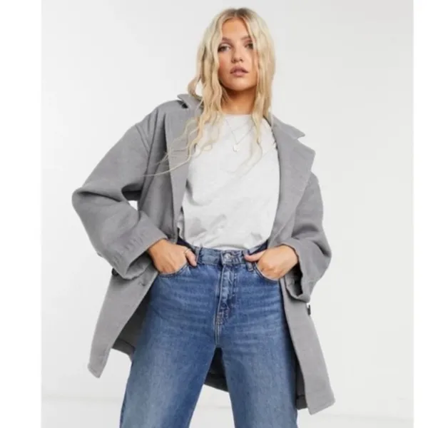 NWT Free People Hannah Slouchy Double Breasted Blazer Gray - Image 2