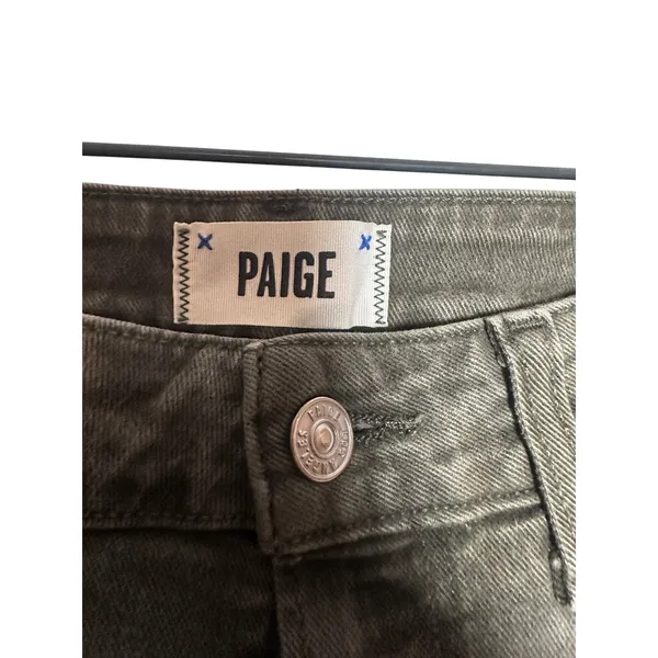 PAIGE Anessa High‎ Rise Wide Leg Cropped Jeans Vintage Bayou Green 27 Preppy - Image 2