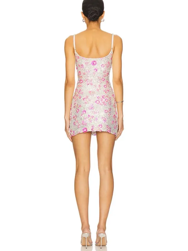 Lovers and Friends Maria Sequin Mini Dress in Silver And Pink | SIZE XS - Image 3
