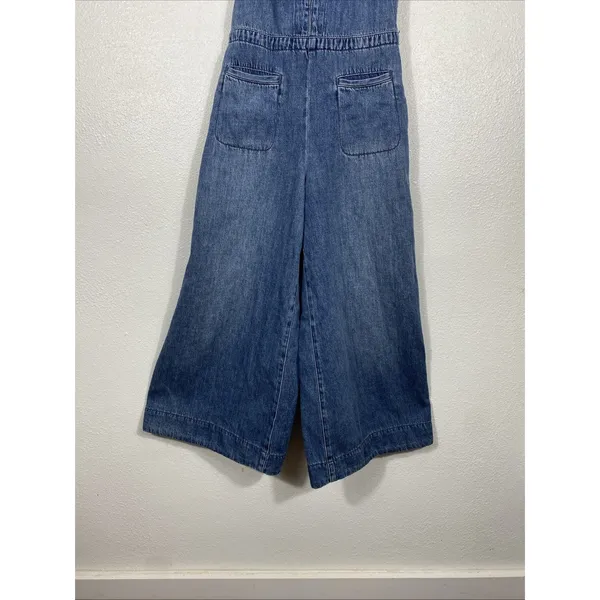 Free People We The Free Rambler Denim Wide Leg Overalls Jumpsuit Size 4W - Image 5
