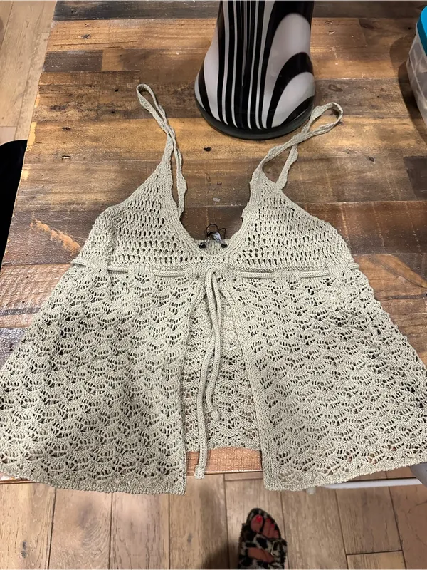 NWT Zara Bershka Tie Front Crochet Top - Image 5