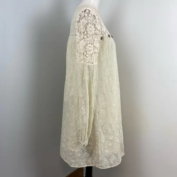 Anthropologie Ivory Verb Josephine Boho Lace Tunic Long Sleeve Mini Dress Small - Image 8