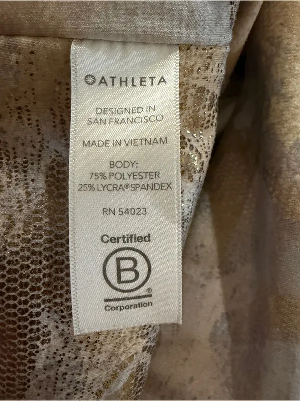 Athleta Elation Gilded Tight Tan Gold Metallic Snakeskin Leggings Size XXS - Image 4