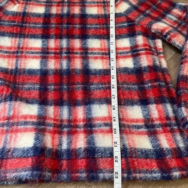 Madewell Wool Blend Red Plaid Fuzzy Pullover Long Sleeve Top ~ Women’s Size S - Image 11