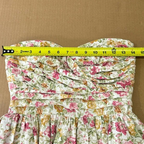 🍁 Minuet Cottagecore Floral Boho Strapeless Mini Party Cocktail Dress‎ Small - Image 9