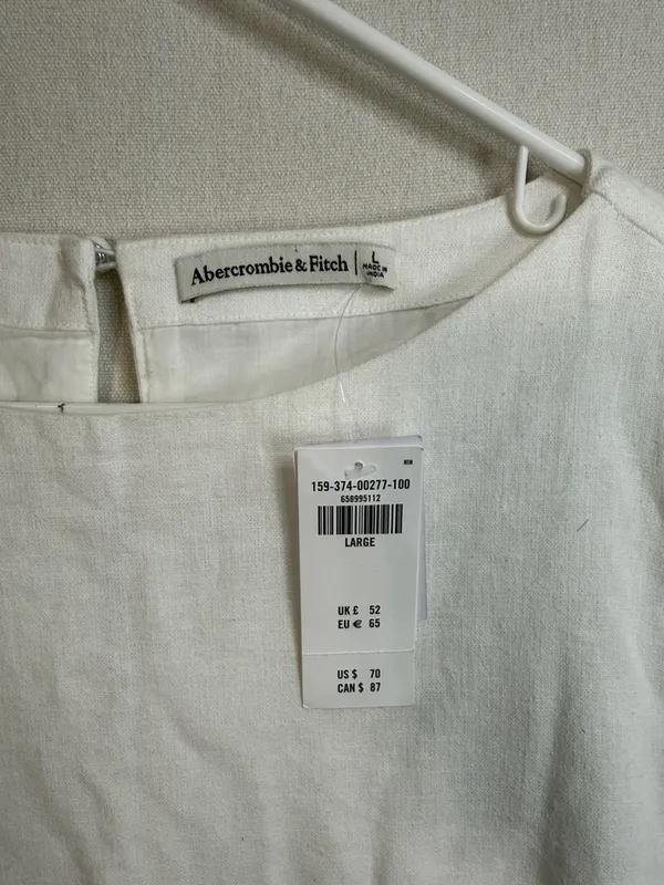 Abercrombie & Fitch White Short Sleeve Mini Dress - Image 3