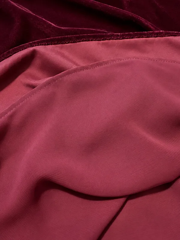 LOFT Burgundy Wine Velvet Racerback V-Neck Camisole Flowy Evening Dress Tank Top - Image 8