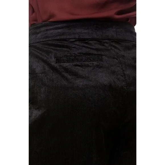 PAIGE Tinesha Corduroy Wide Leg High Rise Pants Solid Black Stretch Size 10 - Image 8