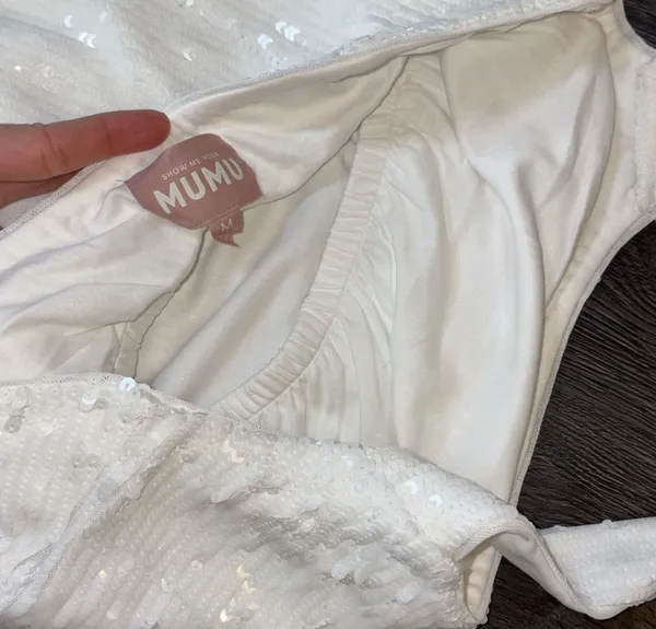 Show Me Your Mumu Samba Halter Sequin Mini Dress White - Image 6