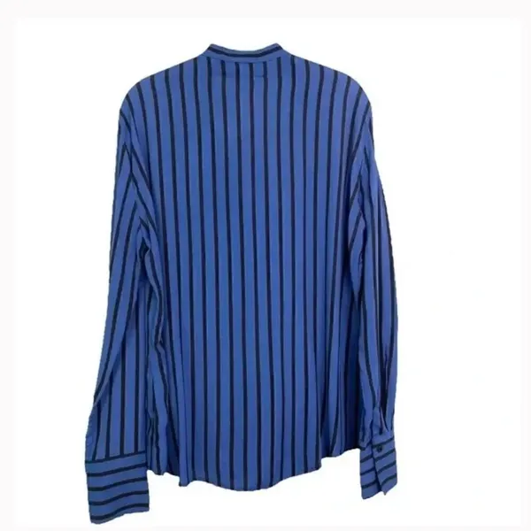 Reformation Eldridge blue stripe tie neck blouse S - Image 6